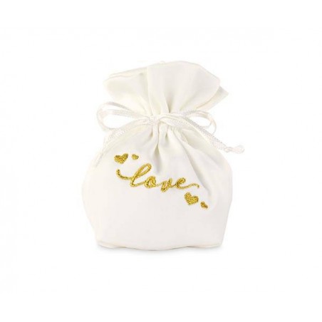 SACCOCCIO RASO C/SCRITTA LOVE ORO Ø6,5x11,5cm 12pz