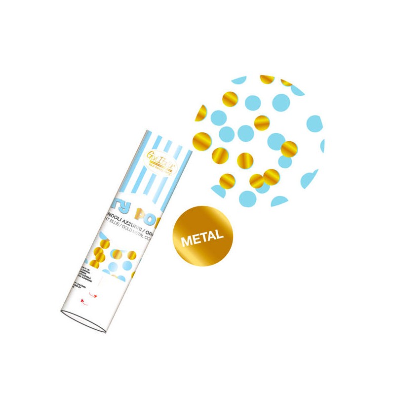 PARTY POPPER FOIL CONFETTI AZZURRO-ORO 20cm GIVI