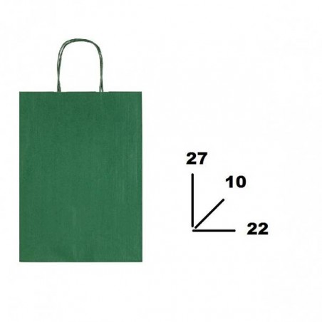 BORSA CARTA COLOR MIS.22+10x27cm VERDE SCURO 560