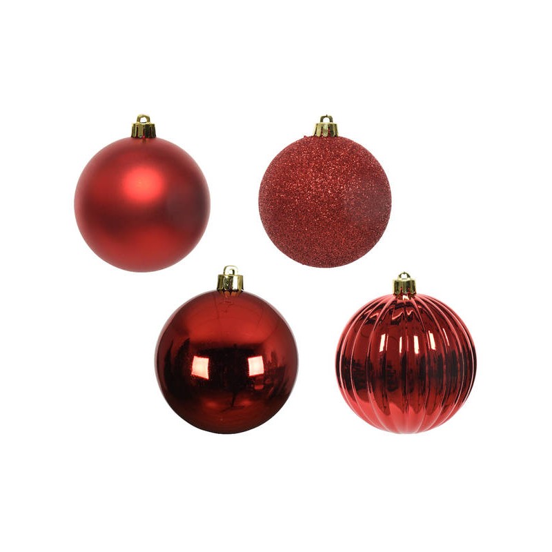 PALLINE INFRANGIBILI ø10cm TUBO MIX ROSSO 4pz