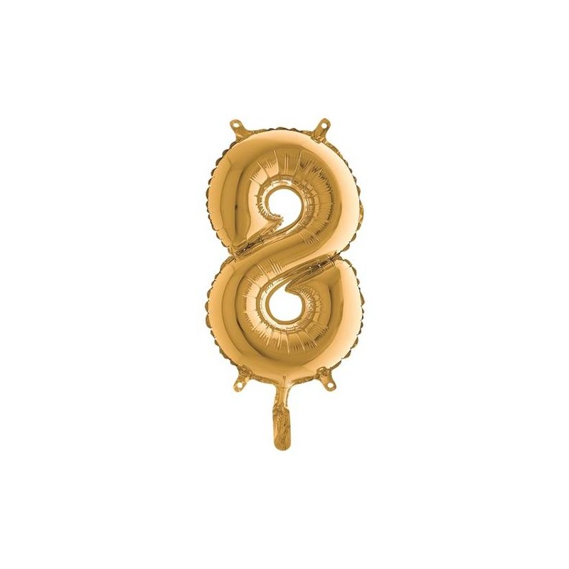 PALLONE NUMERO 8 MYLAR 36cm ORO