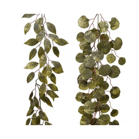 GHIRLANDA VERDE MUSCHIO IN PLASTICA C/GLITTER 2ass H.150cm 1pz