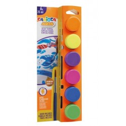 TEMPERA NEON IN VASETTO 25ml CON PENNELLO CARIOCA 6pz