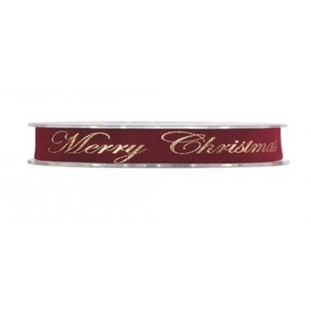 NASTRO VELVET GOLD CHRISTMAS mm15x10mt BORDEAUX