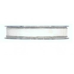 NASTRO METAL ORGANDY mm15x20mt BIANCO BORDO ARGENTO