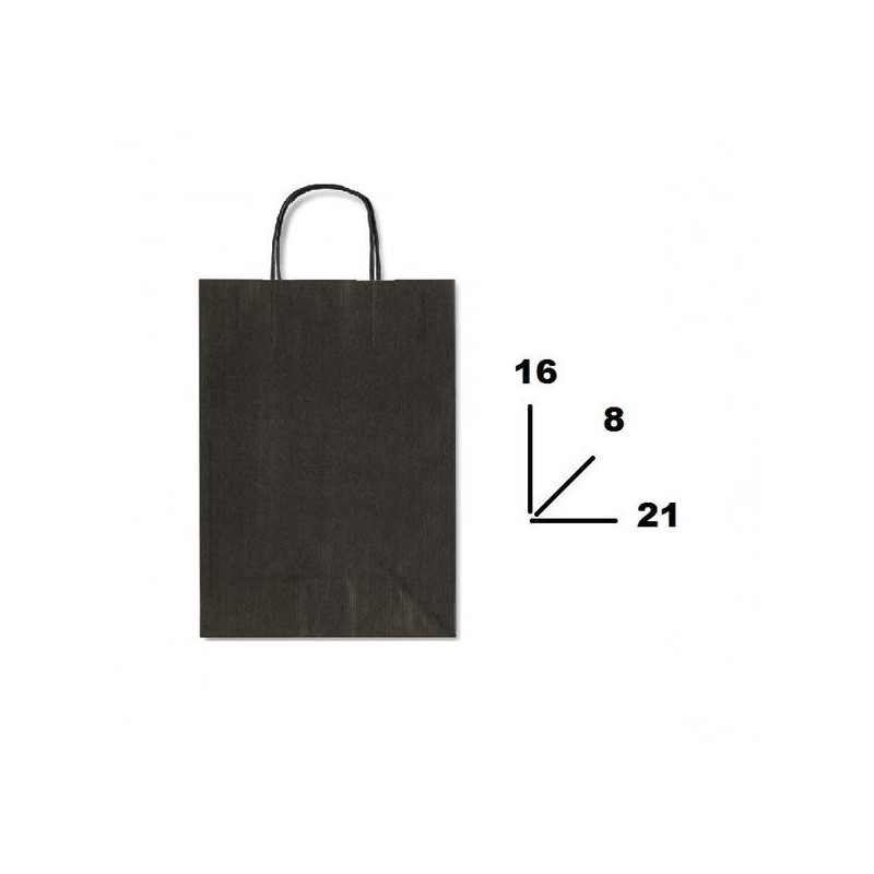 BORSA CARTA COLOR MIS.16+8x21cm NERO 798