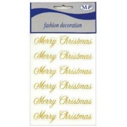 STICKERS MERRY CHRISTMAS GLITTER ORO 6pz