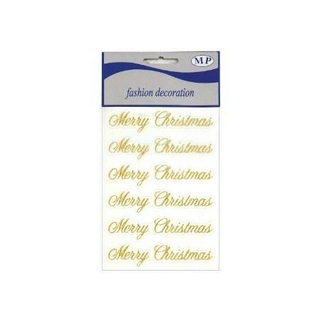 STICKERS MERRY CHRISTMAS GLITTER ORO 6pz