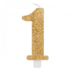 CANDELINA NUMERO 1 GLITTER ORO 9,5cm