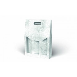 SCATOLA 3 BOTTIGLIE C/MAN. E FIN. 27x9x38cm  DAMASCO PERLA