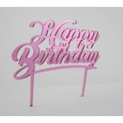 CAKE TOPPER PLEXY HAPPY BIRTHDAY H15cm COL.FUCSIA