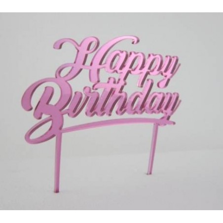 CAKE TOPPER PLEXY HAPPY BIRTHDAY H15cm COL.FUCSIA