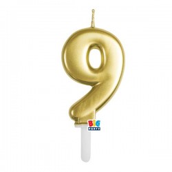 CANDELINA NUMERO 9 TINY PLUMP ORO METAL 7cm
