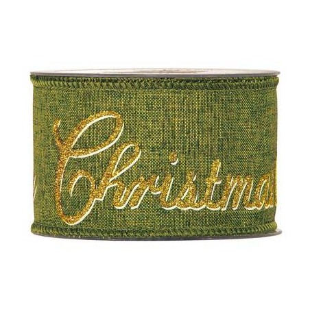 NASTRO MERRY CHRISTMAS 63mm x10mt GREEN