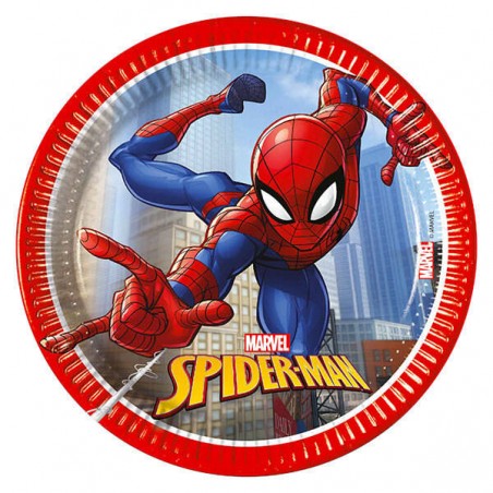 PIATTI DESSERT 20cm SPIDERMAN CRIME FIGHTER 8pz