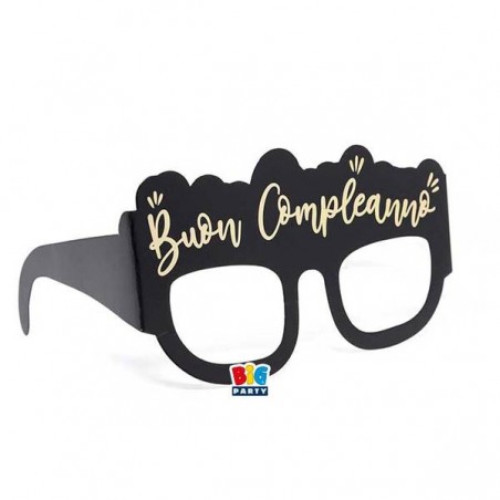 OCCHIALINI IN CARTA BUON COMPLEANNO ORO 6pz