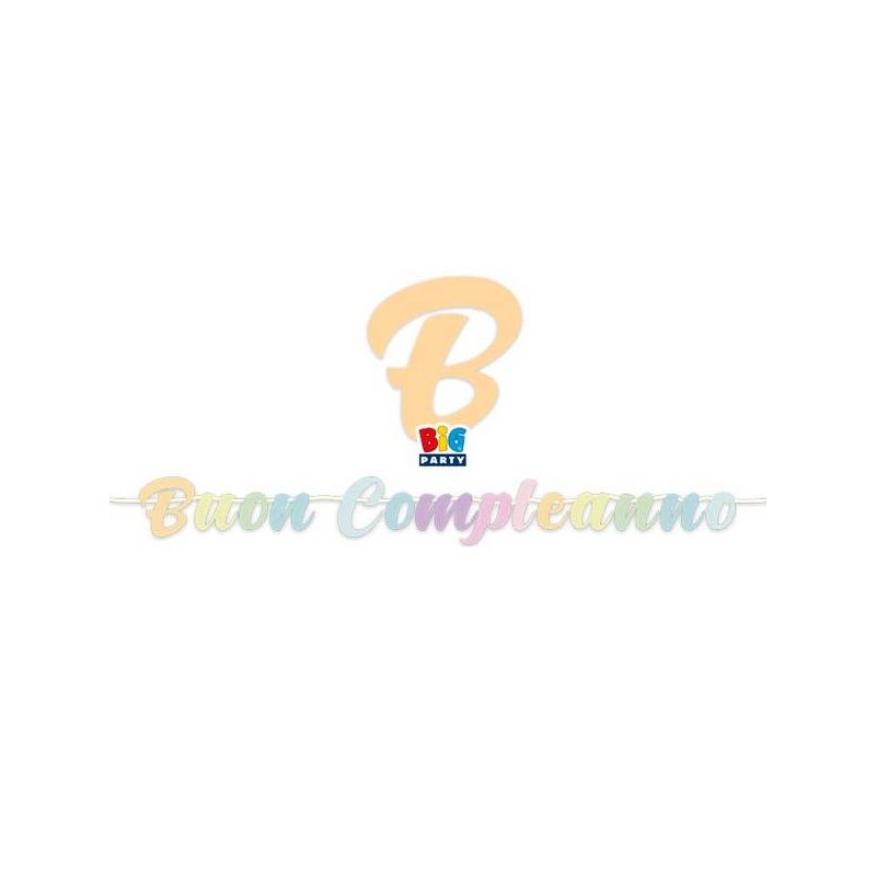 FESTONE ITALIC BUON COMPLEANNO SOFT RAINBOW cm25x6mt