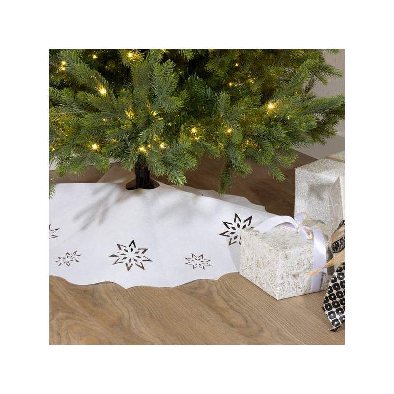 GONNA ALBERO TESSUTO STAMPA FIOCCO NEVE ø90cm