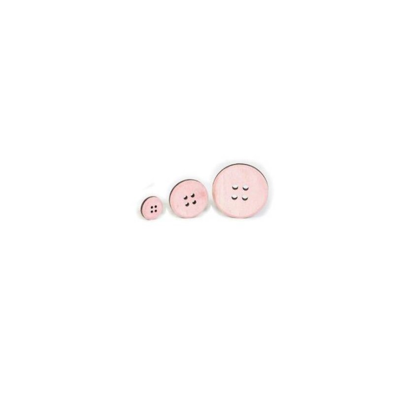 APPLICAZIONE BOTTONI LEGNO 3-5-7cm PINK 30pz
