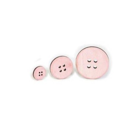 APPLICAZIONE BOTTONI LEGNO 3-5-7cm PINK 30pz