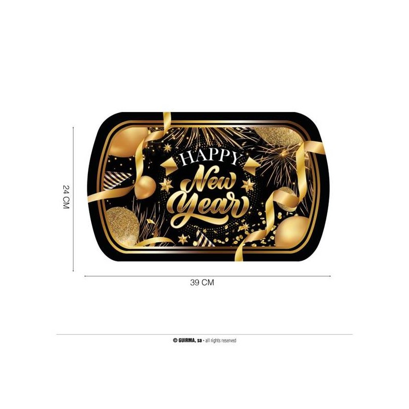 VASSOIO IN PLASTICA 39x24cm HAPPY NEW YEAR