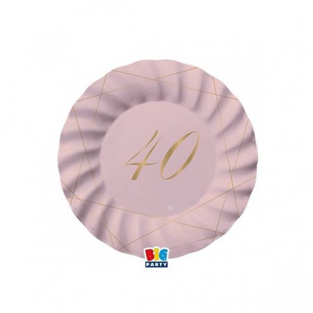 PIATTI ø20cm 40 ANNI ROSE 8pz