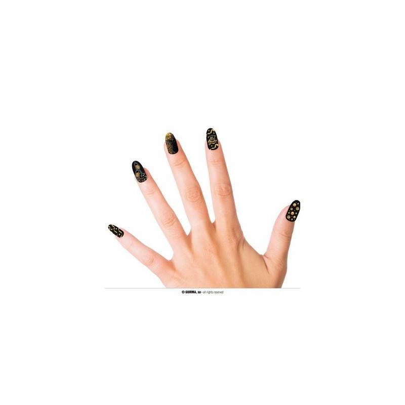 UNGHIE ADESIVE HAPPY NEW YEAR NERE 12pz