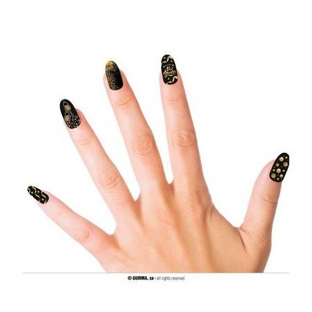 UNGHIE ADESIVE HAPPY NEW YEAR NERE 12pz