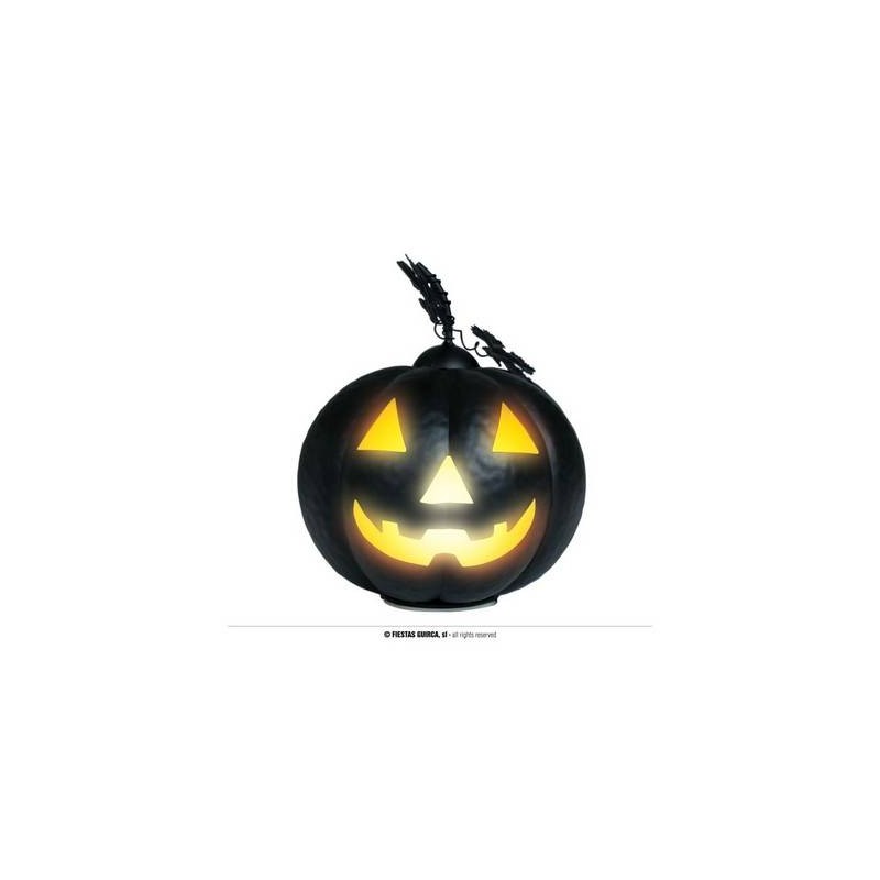 ZUCCA NERA IN METALLO CON LUCE 16cm