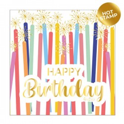 TOVAGLIOLI 33x33 HAPPY BIRTHDAY CANDELE STAMPA A CALDO 16pz