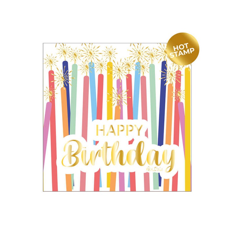 TOVAGLIOLI 33x33 HAPPY BIRTHDAY CANDELE STAMPA A CALDO 16pz