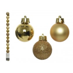 PALLINE INFRANGIBILI ø3cm TUBO MIX ORO 14pz