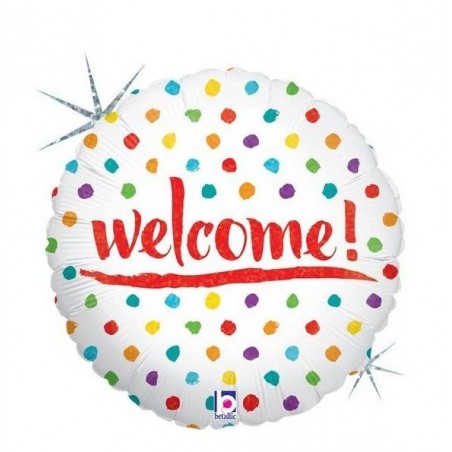 PALLONE MYLAR TONDO 18 45cm WELCOME HOLOGRAPHIC