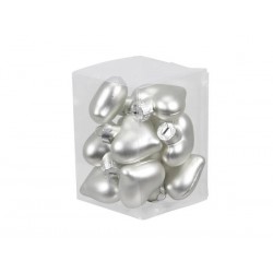 CUORI VETRO ø40mm SILVER MAT 12pz