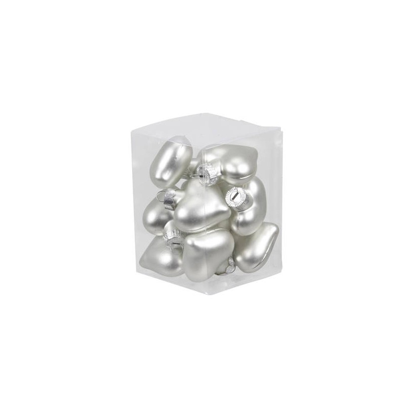 CUORI VETRO ø40mm SILVER MAT 12pz