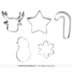 SET TAGLIA PASTA IN METALLO SOGGETTI NATALIZI 5pz ass.ti