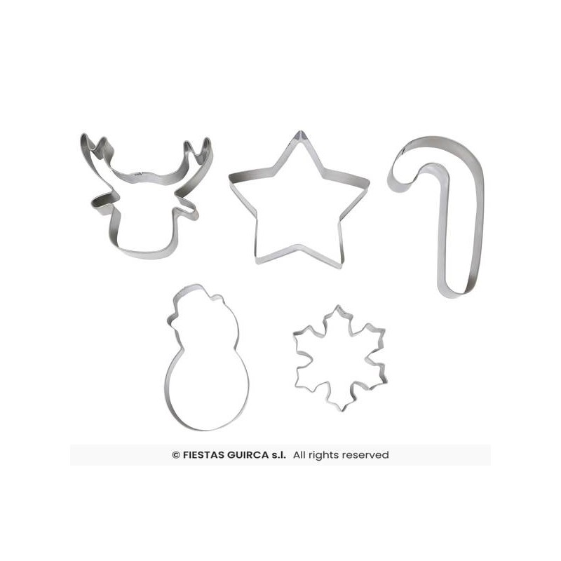 SET TAGLIA PASTA IN METALLO SOGGETTI NATALIZI 5pz ass.ti