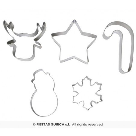 SET TAGLIA PASTA IN METALLO SOGGETTI NATALIZI 5pz ass.ti