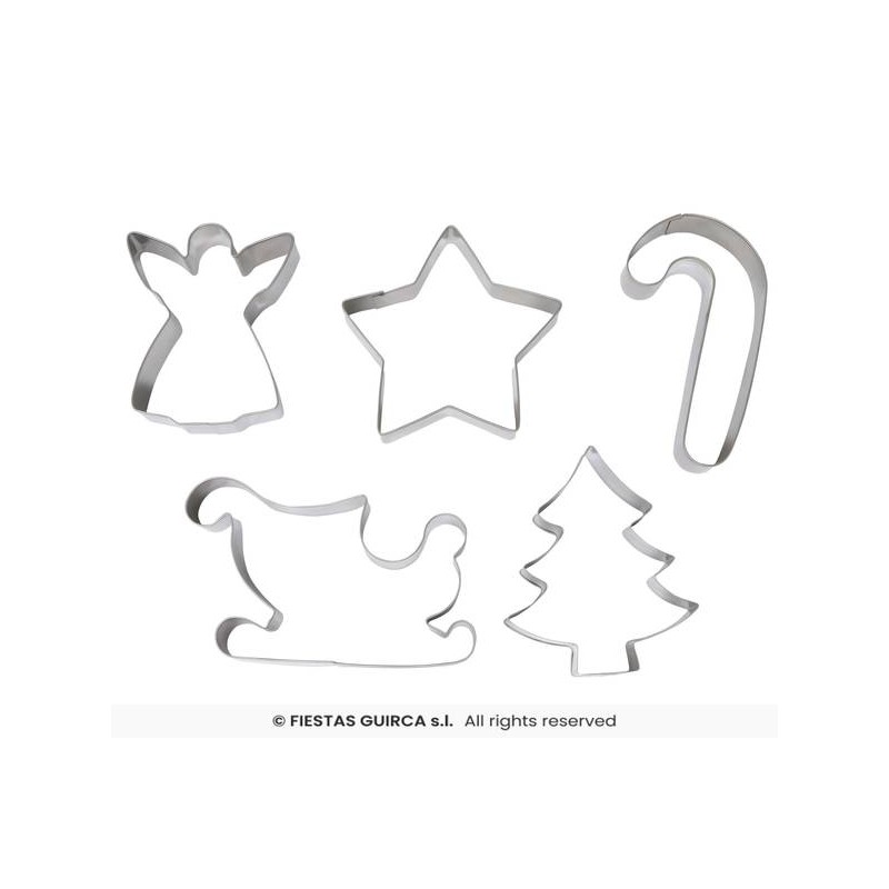 SET TAGLIA PASTA IN METALLO SOGGETTI NATALIZI 5pz ass.ti