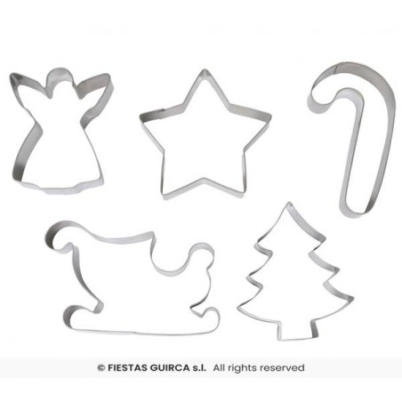 SET TAGLIA PASTA IN METALLO SOGGETTI NATALIZI 5pz ass.ti