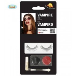 SET CIGLIA E TRUCCO OCCHI NERO/ROSSO