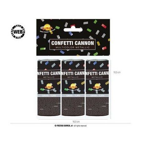 SPARA CORIANDOLI 3pz MULTICOLORE 10,5cm