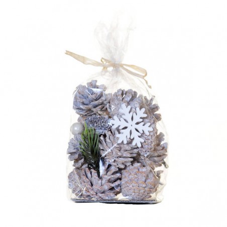 BUSTA CON PIGNE BIANCHE 16cm