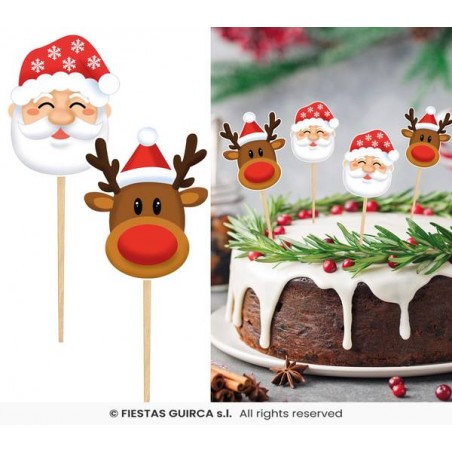 PICKS DECO BABBO NATALE 12pz