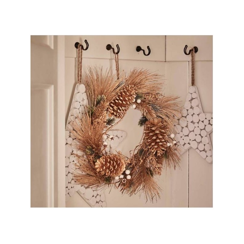 GHIRLANDA C/BACCHE BIANCHE E ORO ø30cm