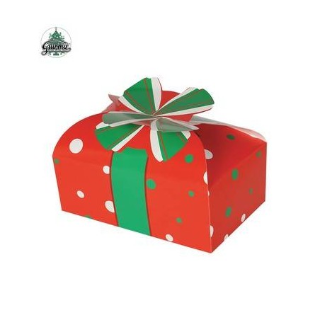 SCATOLA REGALO NATALIZIA ROSSA E POIS 18x11cm