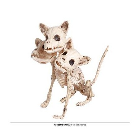 SCHELETRO CANE A 3 TESTE 34cm