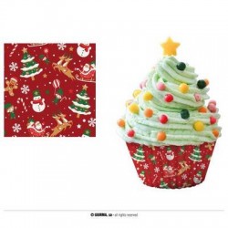 PIROTTINI NATALIZI PER CUPCAKE IN CARTA 50pz