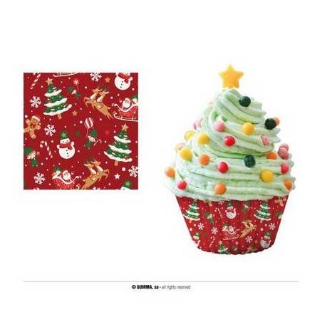 PIROTTINI NATALIZI PER CUPCAKE IN CARTA 50pz