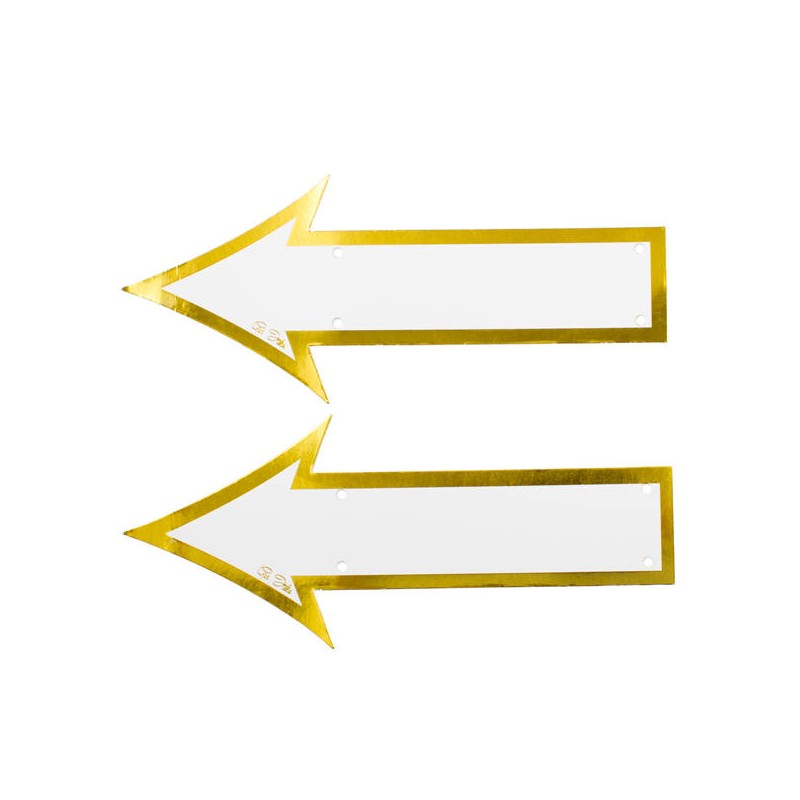 FRECCE PER INDICAZIONI CARTONCINO BIANCO/ORO 35x15cm 2pz